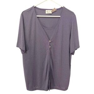 Kathie Lee Blouse Womens 14W/16W Purple Blouse Cardigan Shirt Connected Business